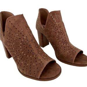 Fergalicious Tan Brown Sueded Embellished Studded Booties Shoes Western Size 10